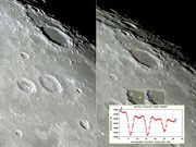 Analisando as 3 minúsculas crateras em linha reta no piso de ENDYMION.