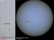 A pequena Região Ativa AR 2760 em 26 de abril de 2020.